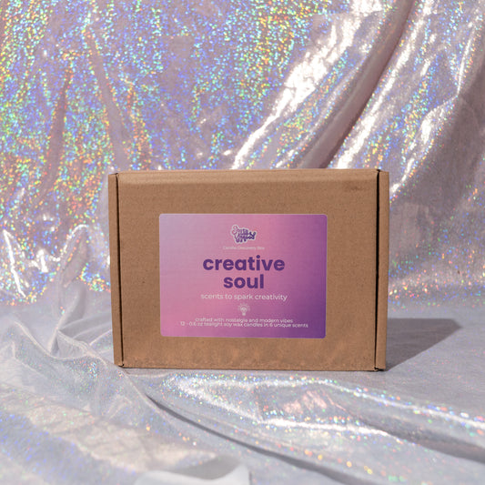 creative soul candle box featuring 12 soy tealights in floral and fruity scents designed to inspire